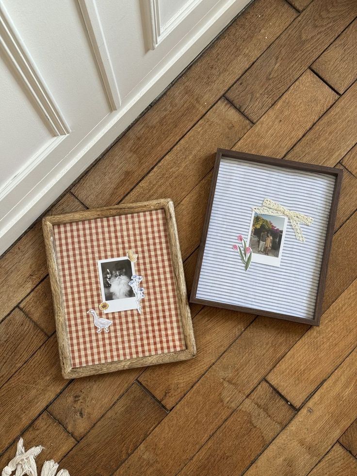 Gingham-framed keepsakes — a hint of week two